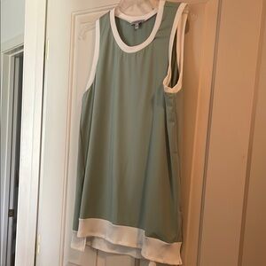 Sleeveless Green Top with White Trim